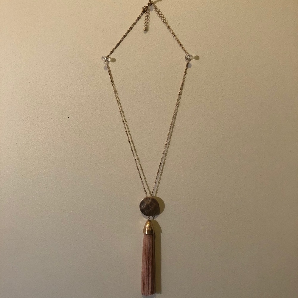 Gold and pink long necklace